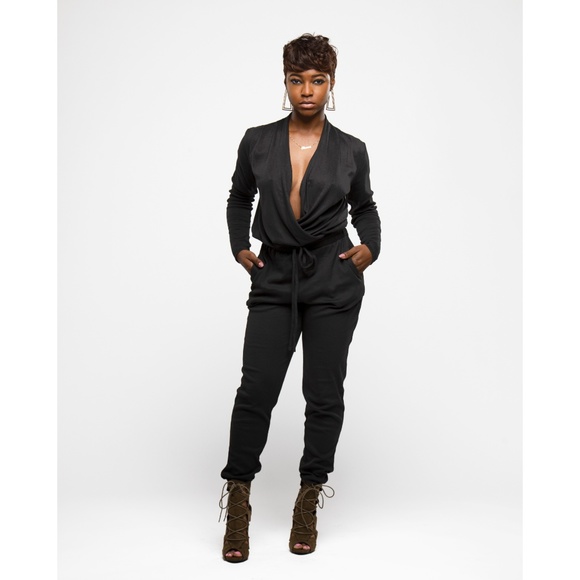 Pants - HEAVEN SENT BLACK LONG SLEEVE JUMPSUIT